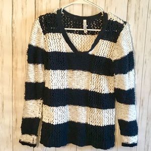 Open knit striped sweater